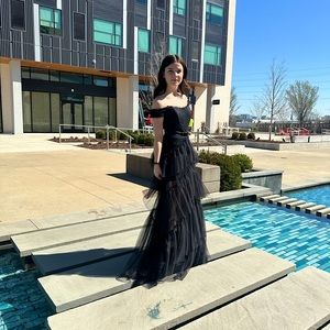 Black tulle layered formal dress sparkly